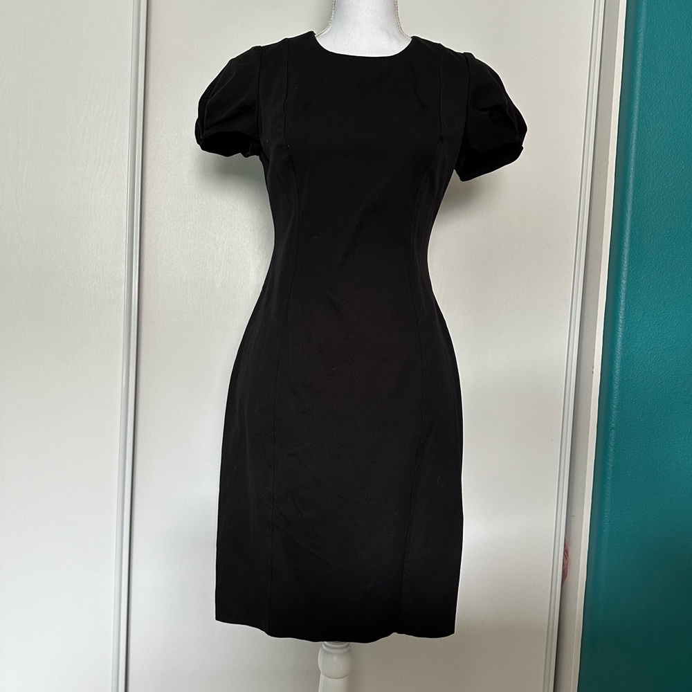 Banana Republic Puff Sleeves Black Shift Dress
